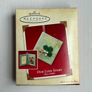 HALLMARK Keepsake Ornament 2003 Photo Holder OUR LOVE STORY Christmas Ornament